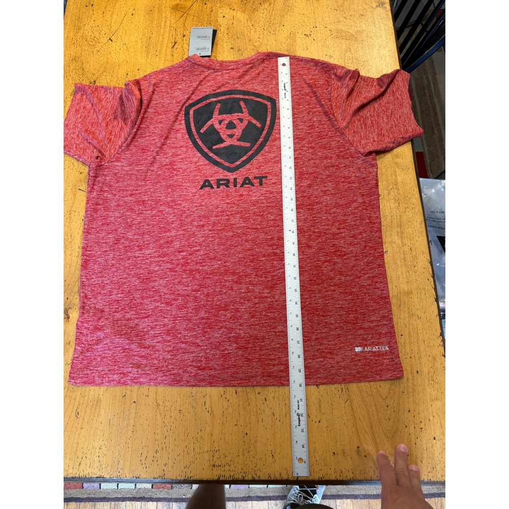 New w tags Ariat Charger XL Red Heather AriatTEK Performance Logo T-Shirt - Picture 5 of 6